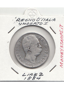1884 Lire 2 Moneta Circolata Sigillato Umberto I